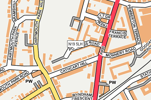 N19 5LH map - OS OpenMap – Local (Ordnance Survey)