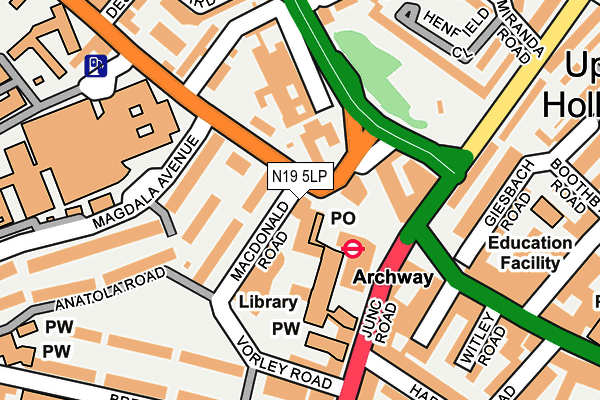 N19 5LP map - OS OpenMap – Local (Ordnance Survey)