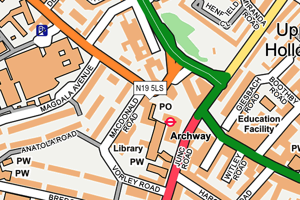 N19 5LS map - OS OpenMap – Local (Ordnance Survey)