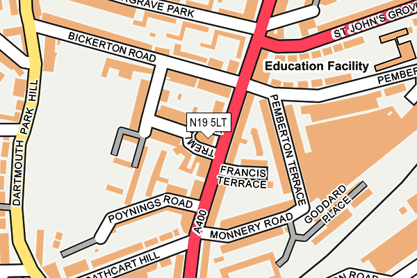 N19 5LT map - OS OpenMap – Local (Ordnance Survey)