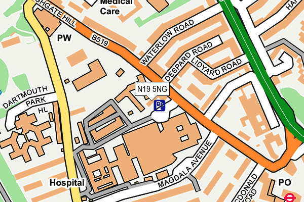 N19 5NG map - OS OpenMap – Local (Ordnance Survey)