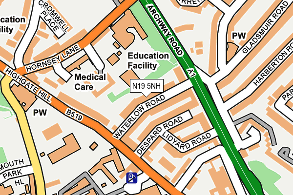 N19 5NH map - OS OpenMap – Local (Ordnance Survey)