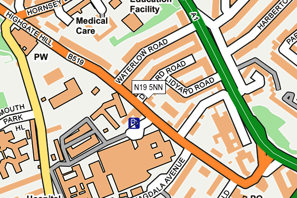 N19 5NN map - OS OpenMap – Local (Ordnance Survey)