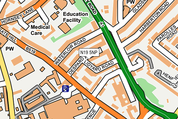 N19 5NP map - OS OpenMap – Local (Ordnance Survey)