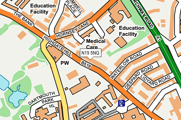 N19 5NQ map - OS OpenMap – Local (Ordnance Survey)