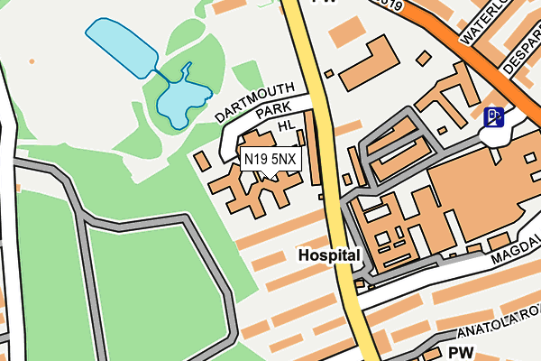 N19 5NX map - OS OpenMap – Local (Ordnance Survey)