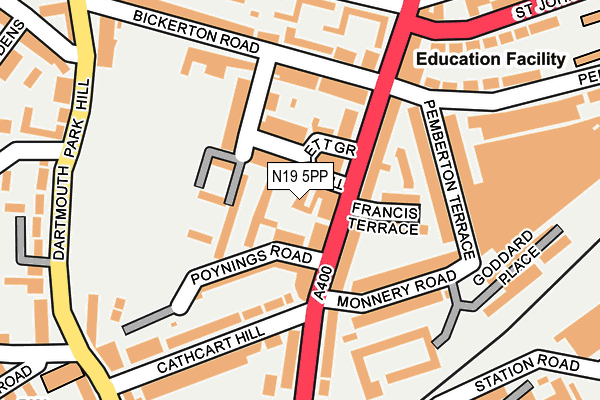 N19 5PP map - OS OpenMap – Local (Ordnance Survey)