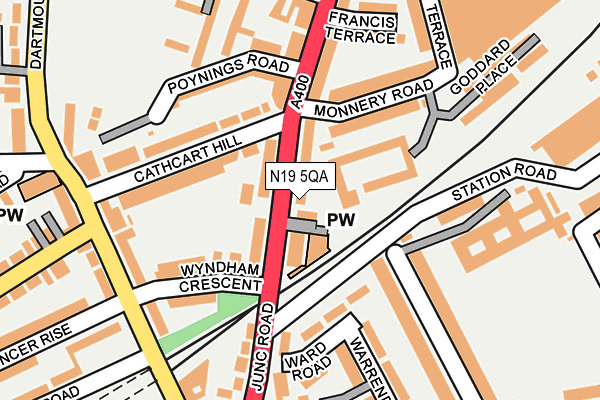 N19 5QA map - OS OpenMap – Local (Ordnance Survey)