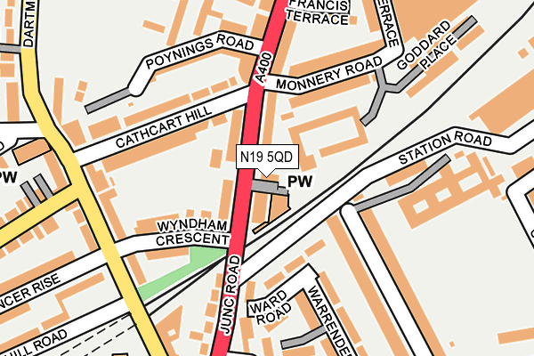 N19 5QD map - OS OpenMap – Local (Ordnance Survey)