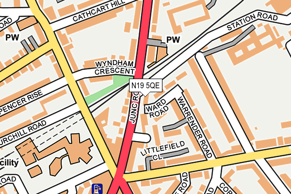 N19 5QE map - OS OpenMap – Local (Ordnance Survey)