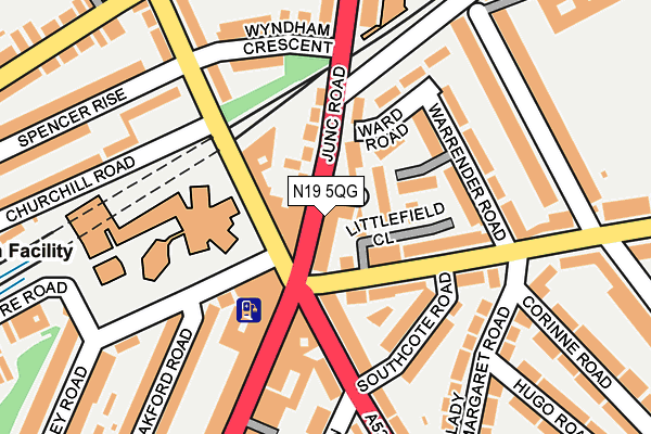 N19 5QG map - OS OpenMap – Local (Ordnance Survey)