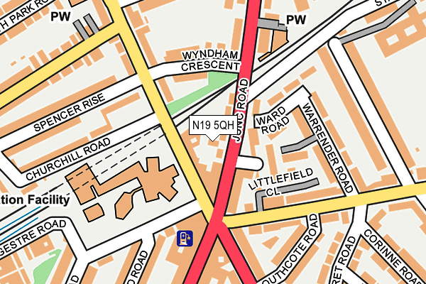 N19 5QH map - OS OpenMap – Local (Ordnance Survey)