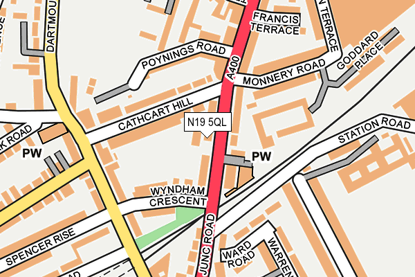 N19 5QL map - OS OpenMap – Local (Ordnance Survey)