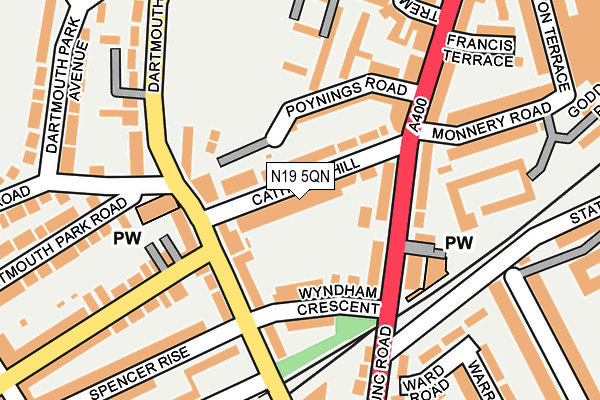 N19 5QN map - OS OpenMap – Local (Ordnance Survey)