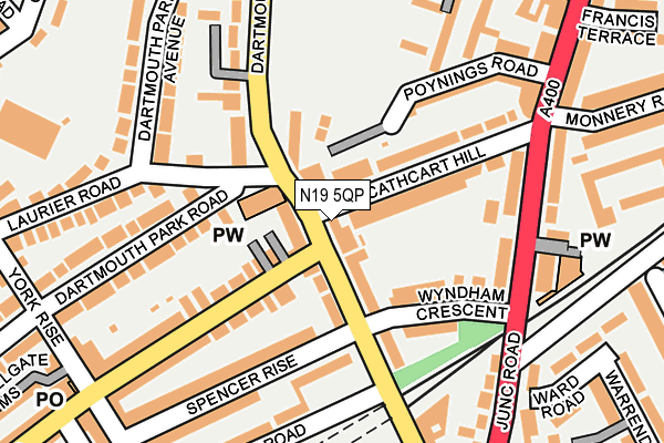 N19 5QP map - OS OpenMap – Local (Ordnance Survey)