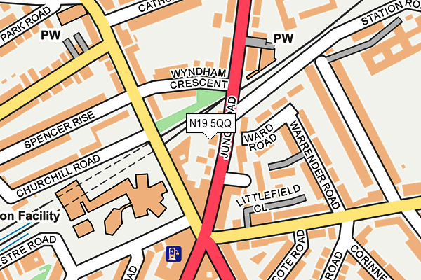 N19 5QQ map - OS OpenMap – Local (Ordnance Survey)