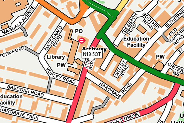 N19 5QT map - OS OpenMap – Local (Ordnance Survey)