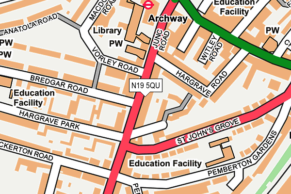 N19 5QU map - OS OpenMap – Local (Ordnance Survey)