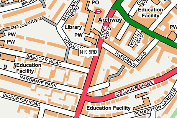 N19 5RD map - OS OpenMap – Local (Ordnance Survey)