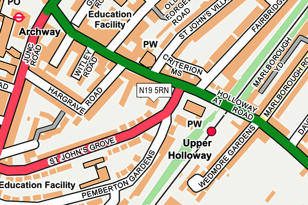 N19 5RN map - OS OpenMap – Local (Ordnance Survey)