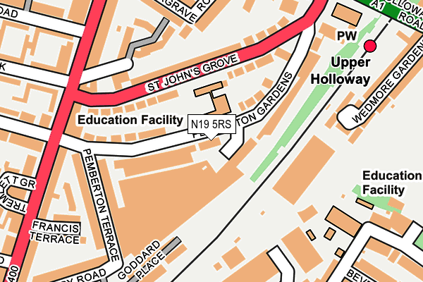 N19 5RS map - OS OpenMap – Local (Ordnance Survey)