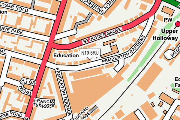 N19 5RU map - OS OpenMap – Local (Ordnance Survey)