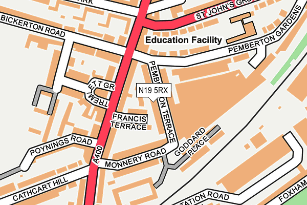 N19 5RX map - OS OpenMap – Local (Ordnance Survey)