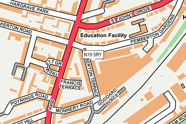 N19 5RY map - OS OpenMap – Local (Ordnance Survey)