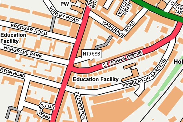 N19 5SB map - OS OpenMap – Local (Ordnance Survey)