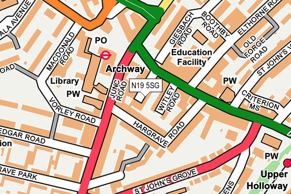 N19 5SG map - OS OpenMap – Local (Ordnance Survey)