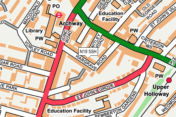 N19 5SH map - OS OpenMap – Local (Ordnance Survey)