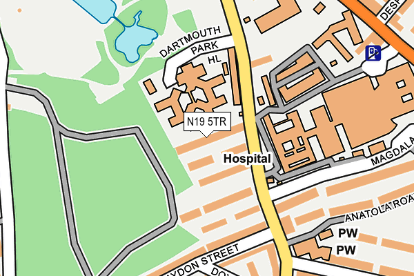 N19 5TR map - OS OpenMap – Local (Ordnance Survey)