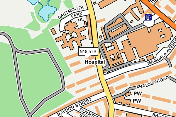 N19 5TS map - OS OpenMap – Local (Ordnance Survey)