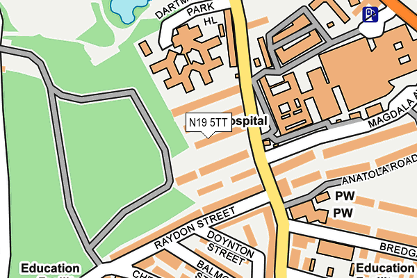N19 5TT map - OS OpenMap – Local (Ordnance Survey)