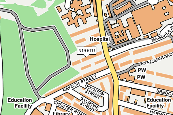 N19 5TU map - OS OpenMap – Local (Ordnance Survey)