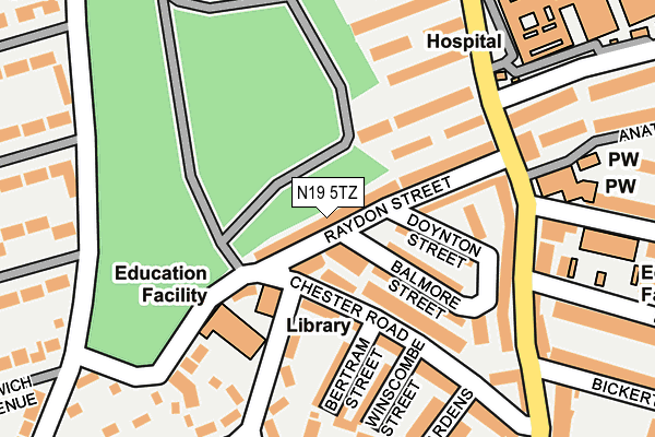 N19 5TZ map - OS OpenMap – Local (Ordnance Survey)