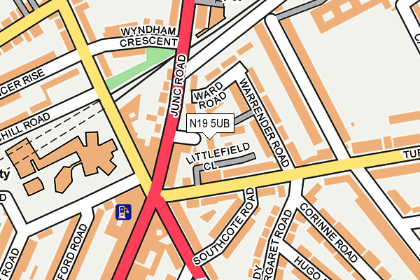 N19 5UB map - OS OpenMap – Local (Ordnance Survey)