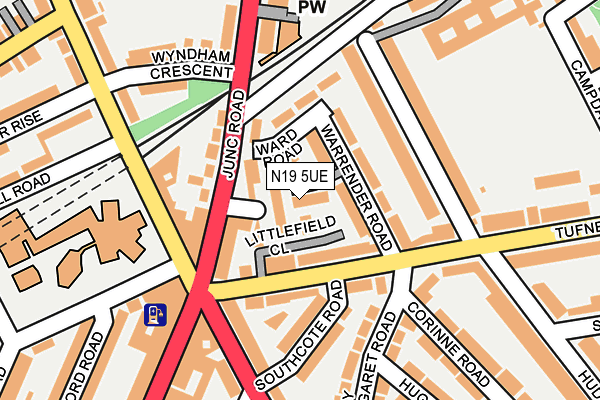N19 5UE map - OS OpenMap – Local (Ordnance Survey)