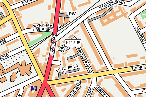N19 5UF map - OS OpenMap – Local (Ordnance Survey)