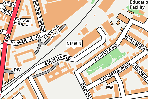 N19 5UN map - OS OpenMap – Local (Ordnance Survey)