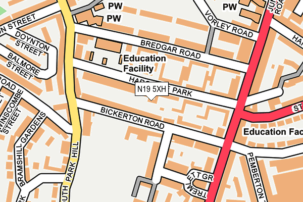 N19 5XH map - OS OpenMap – Local (Ordnance Survey)