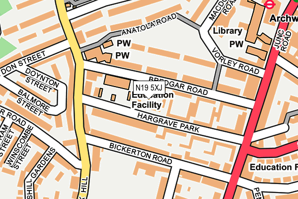 N19 5XJ map - OS OpenMap – Local (Ordnance Survey)