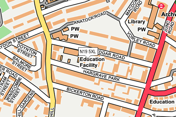 N19 5XL map - OS OpenMap – Local (Ordnance Survey)