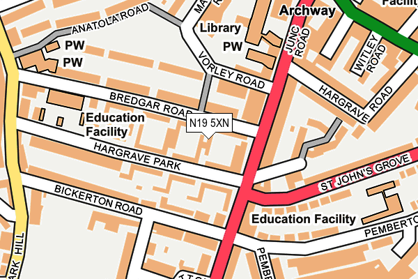 N19 5XN map - OS OpenMap – Local (Ordnance Survey)