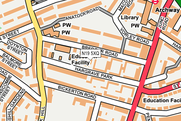 N19 5XQ map - OS OpenMap – Local (Ordnance Survey)