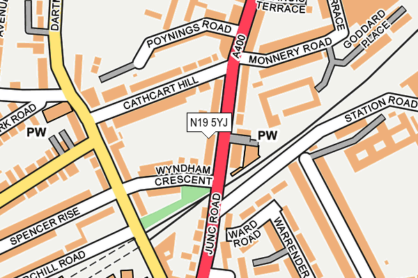 N19 5YJ map - OS OpenMap – Local (Ordnance Survey)