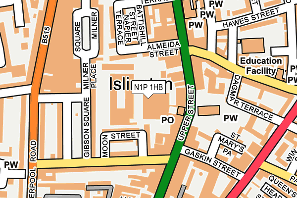 N1P 1HB map - OS OpenMap – Local (Ordnance Survey)