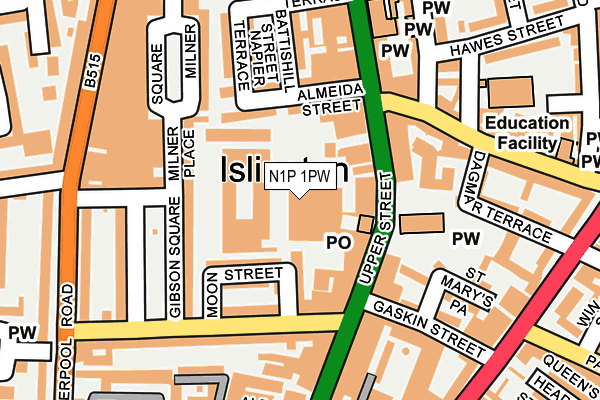 N1P 1PW map - OS OpenMap – Local (Ordnance Survey)