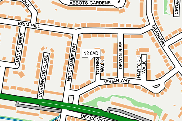 N2 0AD map - OS OpenMap – Local (Ordnance Survey)