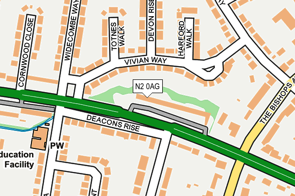 N2 0AG map - OS OpenMap – Local (Ordnance Survey)